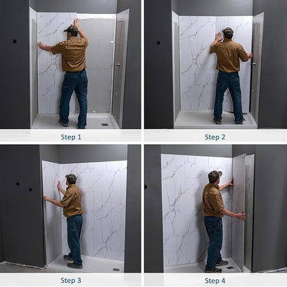 Palisade 78in x 60in x 36in Waterproof Vinyl Shower Surround Kit with Accessories in Urban Coast