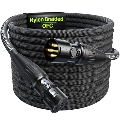 XLR Cables 20ft 1 Pack, Professional Gold-Plated Rean Connectors from Neutrik, Kevlar-Reinforced Nylon Braided Microphone Cable, Mic Cable, Durable Shielded and Balanced XLR Male to Female Cord