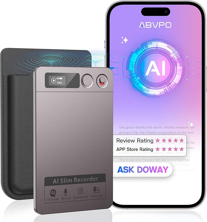 AI Voice Recorder, Transcribe & Summarize, AI Noise Cancellation Technology, Supports 152 Languages, 64GB Memory APP Control Audio Recorder for Lectures, Meetings, Calls (Starlight)