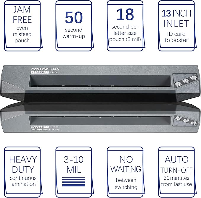 SINCHI 13" Commercial Laminator | 3–10 Mil, 4-Roller, 48s Warm-Up, 17s/Sheet, Heavy Duty No-Jam Design, Works with Cardstock & Dark Prints, Includes 10 Sheets, Ideal for Office, School & Business