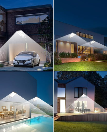 JAYNLT Solar Lights for Outside, 5 Lighting Modes Solar Flood Security Light with Motion Sensor & Dusk to Dawn&Remote, 6500K Street Lamps for Yard Garden,Shop - 4PACK