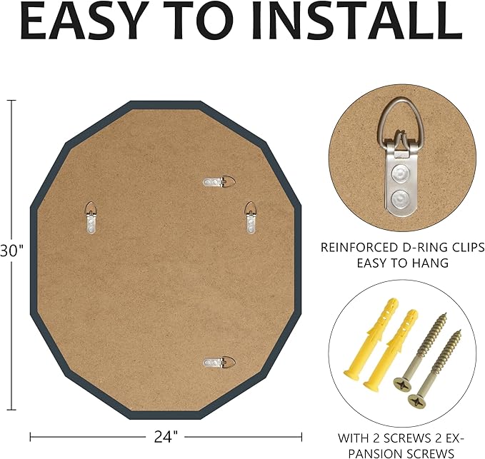 Bathroom Mirrors for Over Sink, Round Frameless Mirrors for Wall, 24x30 Inch Beveled Bathroom Mirror, Bathroom Vanity Circle Mirror for Bedroom Living Room Entryway Home Decor