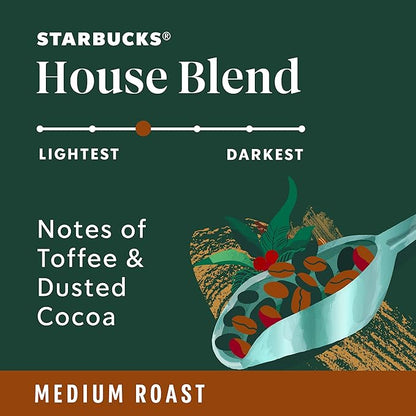 Starbucks K-Cup Coffee Pods, Medium Roast Coffee, House Blend for Keurig Brewers, 100% Arabica, 6 boxes (60 pods total)