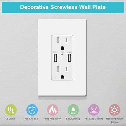 MLLIZH 10 Pack 1-Gang Screwless Wall Plate, Outlet Cover Plates, 4.57” H x 2.76” L, for Light Switch, Dimmer, GFCI, USB Outlet