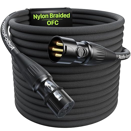 XLR Cables 25ft, 20 AWG, Professional Gold-Plated Rean Connectors from Neutrik, Kevlar-Reinforced Nylon Braided Microphone Cable, Mic Cable, Durable Shielded and Balanced XLR Male to Female Cord