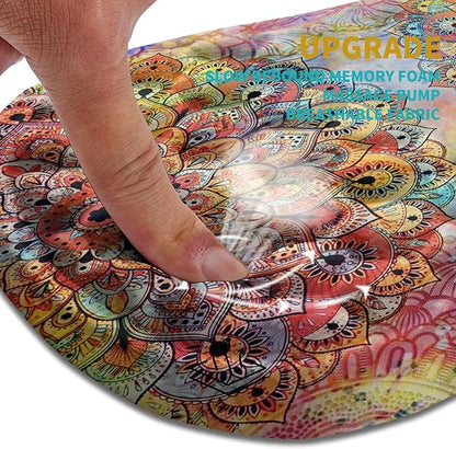 Hokafenle Ergonomic Mouse Pad Wrist Support, Wrist Rest Mousepad for Carpal Tunnel Pain Relief with Integrated Memory Foam Slope Massage Bulge (11.8x7.9 inch,Mandala