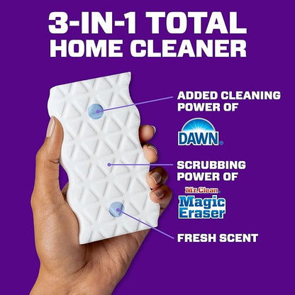 Mr. Clean Magic Eraser Foaming Sponge, All Purpose Cleaner, Dawn Cleaning Power, Wall Cleaner, Sneaker Cleaner, Oven Cleaner, Kitchen, Bathroom, Shower Cleaning Supplies, Scrubber, Ultra Foamy, 5ct