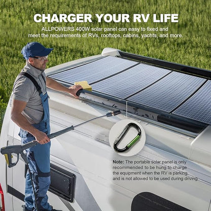 ALLPOWERS SP037 400W Portable Solar Panel, 23% Efficient IP66 Waterproof Foldable for RV Camping Home & 12V Systems, Compact Power Solution（SP037-400W