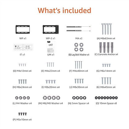 Amazon Basics Tilt TV Wall Mount with Horizontal Post Installation Leveling for 32 to 86 inch TVs, Black