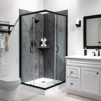 Palisade 78in x 36in x 36in Waterproof Vinyl Corner Shower Surround Kit with Accessories in Urban Quarry