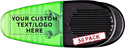 50 Magnetic Memo Holders Set - Customizable Text, Logo - Large Clip, Plastic - TGreen