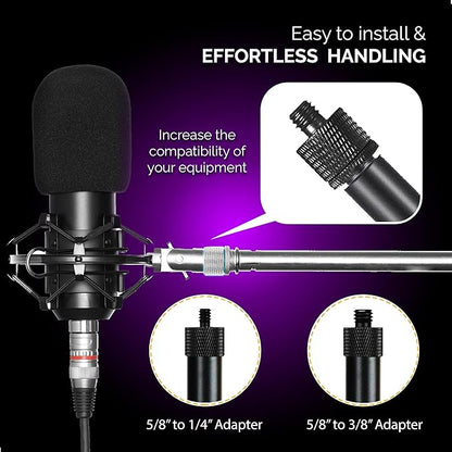 IXTECH Mic Stand Adapter Set 8 pieces Metal Microphone Stand Screw Thread Adapter 5/8 Female to 3/8 Male 3/8 Female to 5/8 Male 5/8 Female to 1/4 Male 1/4 Female to 5/8 Male Tripod Adapter