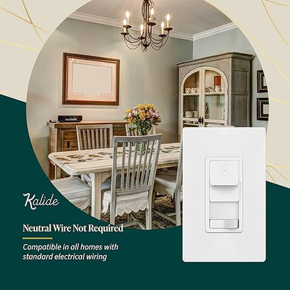 TOPGREENER Digital Dimmer Light Switch for 200W Dimmable LED/CFL Lights, Single Pole/3-Way LED Slide Dimmer Light Switch, Neutral Wire Not Required, UL Listed, TGSDS3-W, White, 1 Pack