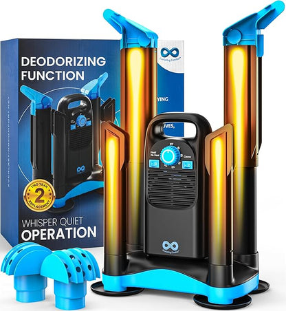Upgraded Boot Dryer for Work Boots with Ozone Deodorizer - Fast Drying Compact Easy-to-Use Shoe Warmer Adjustable Tube Design - Fast Drying Shoes Dryers for Sneakers & Gloves, Ski Gears (2 Pair)