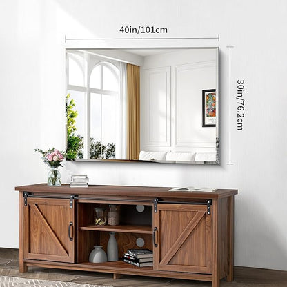 CILIBER Beveled Bathroom Mirror, 30x40 Large Frameless Mirrors for Over Sink, Upgraded Shatterproof Beveled Frameless Vanity Mirror for Bathroom,Bedroom,Living Room and Entryway