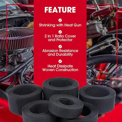 Sonoreboom 2 in 1 Heat Shrink Braided Sleeving Fabric Tubing-Ideal fit Irregular Shape Hose/Cable/Wire (45FT, 1-3/8"(34mm))