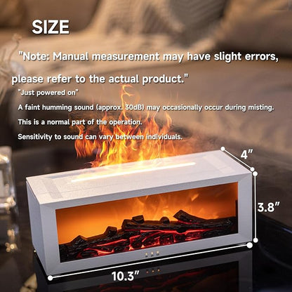 Fireplace Flame Air Diffuser Humidifier,7 Colors Aromatherapy Essential Oil Diffuser,Ultrasonic Aroma Humidifier with Timer for Home,Bedroom,Office,Yoga (WhiteA, L)