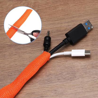 MECCANIXITY Braided Cable Sleeves Heat Shrinkable Fabric Sleeving, 7/8" 10ft Orange 2:1 Ratio Heat Shrinkable Cord Protector for Harness Cable, Network Cable Protection, Cable Management