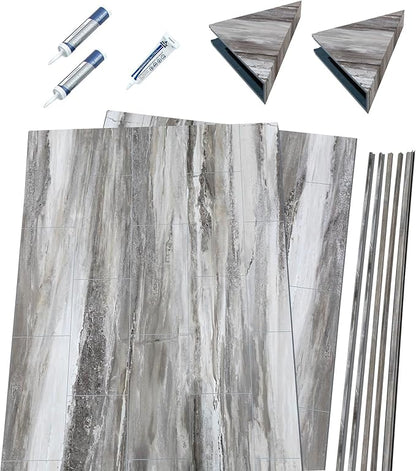 Palisade 78in x 36in x 36in Waterproof Vinyl Corner Shower Surround Kit with Accessories in Louvre Granite