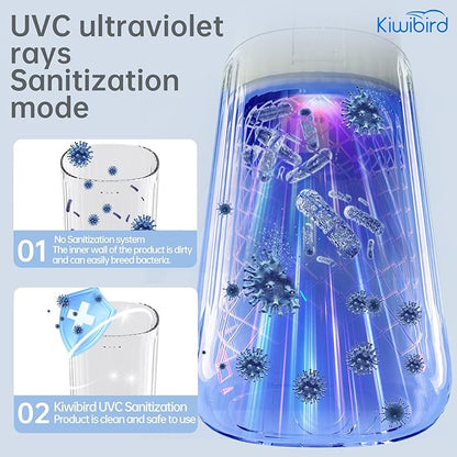 KIWIBIRD Mini Water Flosser for Travel, Ultra-Portable Cordless Oral Irrigator with UVC Light, IPX8 Waterproof 3 Modes, 230mL Teeth Cleaner for Tonsil Stones & Braces Care - Home & Travel (Grey)