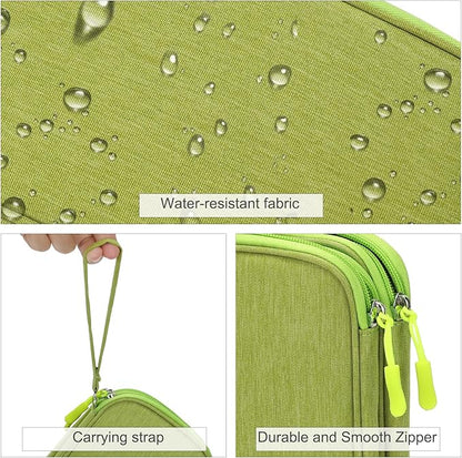 FYY Electronic Organizer, Travel Cable Organizer Bag Pouch Electronic Accessories Carry Case Portable Waterproof Double Layers Storage Bag for Cable, Cord, Charger, Phone, Earphone, Medium Size Green