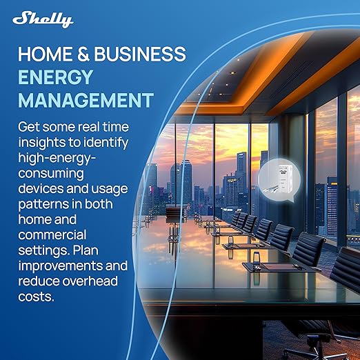 Shelly 3EM-63W Gen3 | Wi-Fi Operated Smart 3-Phase Energy Meter | Home Automation | Compatible with Alexa & Google Home | iOS Android App | No Hub Required | Data Logging | Solar Photovoltaic Ready