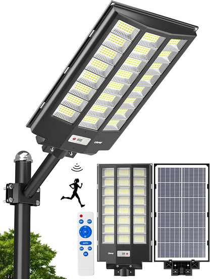 Ofuray Of-8800W Solar Street Lights Outdoor, 6500k Solar Security Flood Parking Lot Lights Dusk to Dawn,IP67 Waterproof Led with Remote Control Motion for Street,Court,Barn