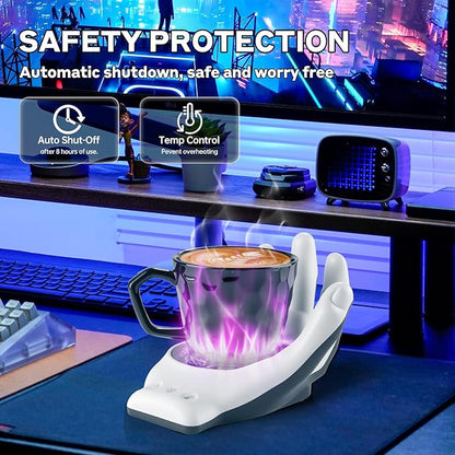 Devil's Hand Heating Mug Warmer Set - 3 Temp Settings & 8H Timer, Coffee Cup Warmer Plate for Desk Auto Shut Off, Ideal Beverage Warmer Gift for Coffee, Tea, Milk (Special)