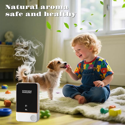Waterless Essential Oil Diffuser for Home & Office Cordless Battery Operated Aroma Diffuser with 7 Mist Levels, Ultrasonic Air Freshener for Large Rooms Bedroom Bathroom Car Small & Portable
