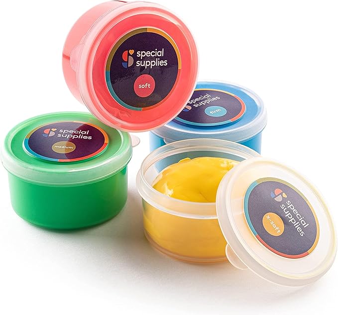 Special Supplies Therapy Putty for Teens and Adults - Resistive Hand Exercise Stress Relief Therapy Putty Kit, Set of 4 Strengths, Three Ounces of Each Putty (Primary Colors)