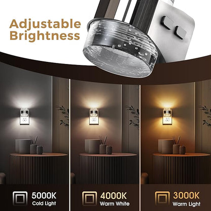 L LOHAS LED 2 Pack 3CCT Night Lights Plug into Wall, 3000K/4000k/5000K Adjustable Color Temperature Night Light,Bubble Nightlight with Dusk to Dawn Sensor for Rooms Bathroom Hallway