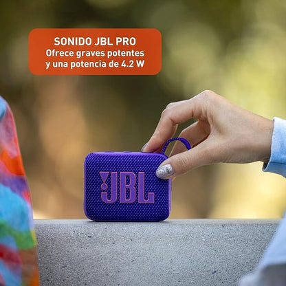 JBL Go 4 - Ultra-Portable, Waterproof and Dustproof Bluetooth Speaker, Big JBL Pro Sound with Punchy bass, 7-Hour Built-in Battery, Made in Part with Recycled Materials (Purple)