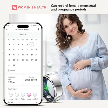 Smart Ring for Women Men, Fashion Minimalist Fitness Ring & Sleep Tracker Ring with Heart Rate, Blood Pressure, Waterproof Health Ring, Birthday Gift for Women Men, No Subscription (Size 9, Silver)