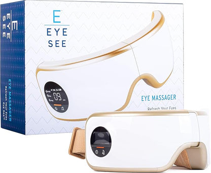Eye See Eye Massager with Heat - Migraine Relief and Stress Relief! - Electric Air Compression, Vibration and Soothing Music All Included | Adjustable Elastic Band - Great for After Work !