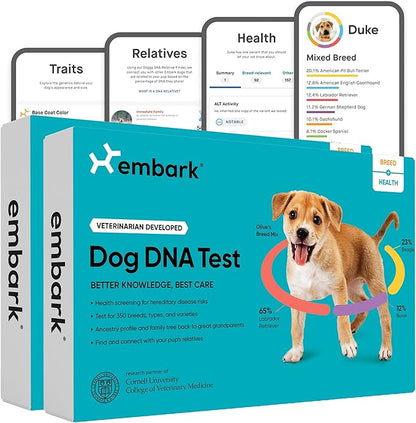 Embark Breed & Health Kit (2 Pack) - Dog DNA Test - Discover Breed, Ancestry, Relative Finder, Genetic Health, Traits, COI