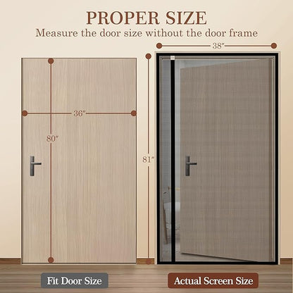 Yotache Left Right Side Opening Screen Doors with Magnets Fits Door Size 36 x 80, Reinforced Sewing Magnetic Mesh, Actual Screen Size 38" x 81" Black