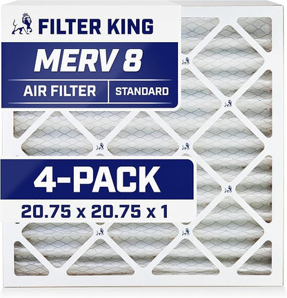 Filter King Air Filters 20.75x20.75x1 | 4-PACK | MERV 8 HVAC Pleated AC Furnace Filters | Air Purifier | Replacement Filters for Clean, Healthy & Fresh Environment | MADE IN USA