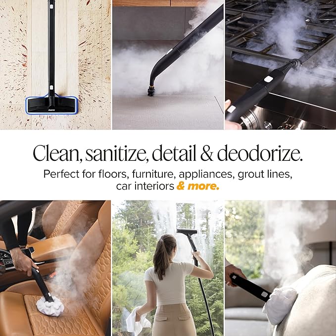 Dupray Neat Plus Steam Cleaner with 17-Piece Accessory Kit. A powerful multi-purpose steamer designed for deep cleaning floors, upholstery, grout, and more. *Kills 99.9% of Bacteria & Viruses