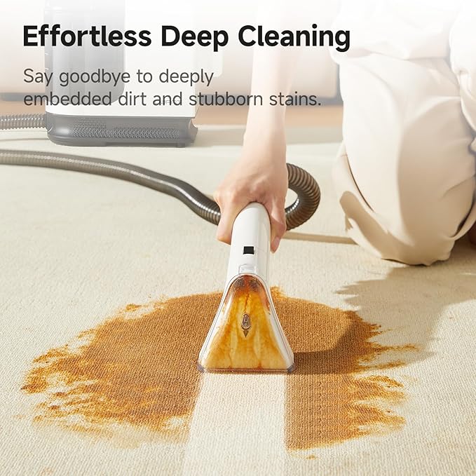 uwant Carpet Cleaner Machine 18Kpa Powerful Suction, Portable Carpet Cleaner for Pet Stains with Cleaning Tools&Solution Self-Cleaning Upholstery Cleaner for Car, Couch, Rug, Spot