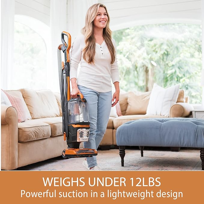 Kenmore DU4080 Featherlite Lift-Up Bagless Upright Vacuum 2-Motor Power Suction Lightweight Carpet Cleaner with HEPA Filter, 2 Cleaning Tools for Pet Hair, Hard Floor, Orange
