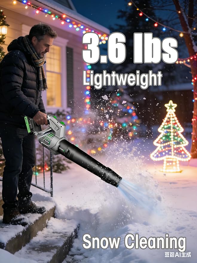 Comchoi Electric Leaf Blower Cordless, 680 CFM 5 Speed Mode, 2 Batteries & Charger, Handheld Leaf Blowers for Lawn Care, Portable Lightweight Grass Blower for Yard, Patio & Outdoor Use