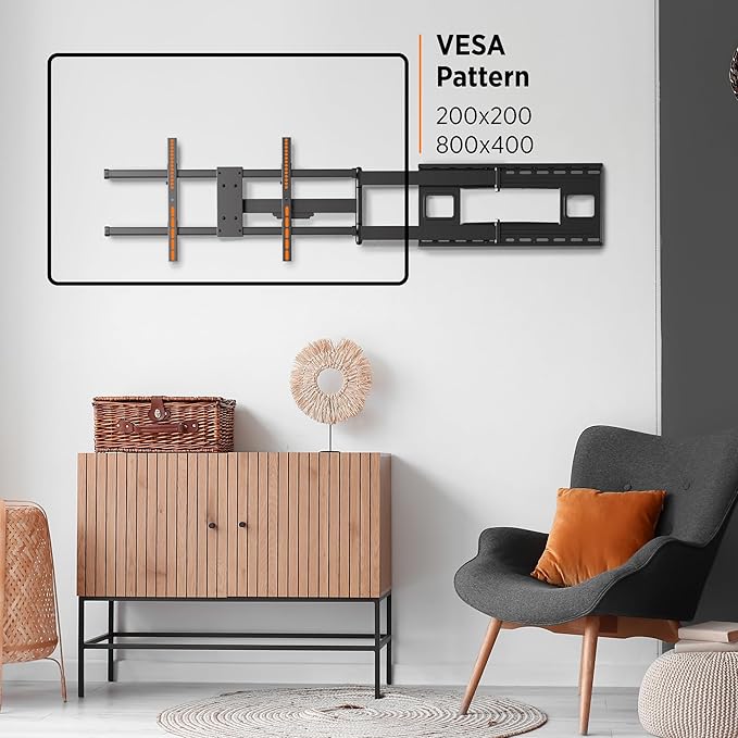 ProMounts Premium Articulating/Full Motion TV Wall Mount with 40 Inch Extendable Long Arm for TVs for 32-80 Inch LED, LCD Plasma Flat and Curved TV Screens, Holds Up to 110 lbs Max VESA 800x400.