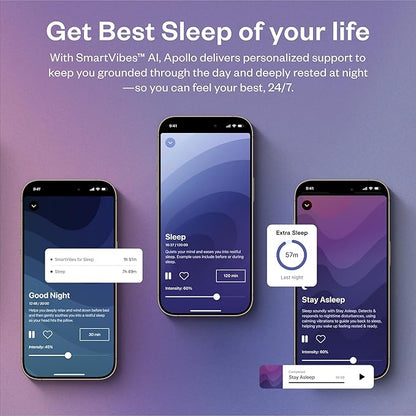 Bundle of Apollo Neuro Wearable (Stealth) & 12-Month SmartVibes AI Membership + Sleep Band (Black)
