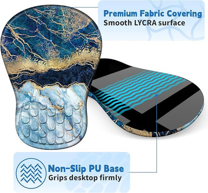 YIWEI Ergonomic Mouse Pad with Wrist Rest - Comfortable Office Mousepad with Memory Foam Wrist Support for Carpal Tunnel Relief, Mouse Pads with Non-Slip Base for Gaming and Home (Marble)