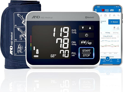 A&D Medical Precision Check Pro Blood Pressure Monitor for Home Use with Bluetooth UA-910BLE - Wide Range Cuff (8.6-16.5" / 22-42cm), 4 Users, iOS & Android Compatible, AC Adapter & Carrying Case
