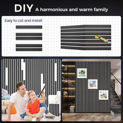 BSHEAD 6 Pack 2-Layer Fold Soundproof Wall Panels, 24 x 12 x 0.43 in Large Sound Proof Foam Panels for Walls, 0.9lb/ft³ High Density, 3D Acoustic Panels,Artistic Noise Dampening Panels White&Black