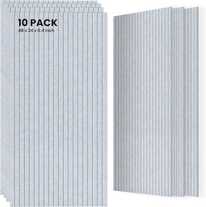 10 Pack Sound Proof Panels for Walls,48 x 24x 0.4 Inch Sound Deadening Panels,Large Acoustic Panels for Media Room, Office and Studio,Light Camel