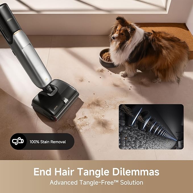 Mova X4 Pro Wet Dry Vacuum Cleaner, 20000Pa Cordless Vacuum Mop with Zero Tangle, Hot Water Mopping for Sticky Messes,194℉ Hot Air Self Drying, 180° Lie Flat, Push-in Charging Station, LED Display