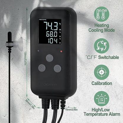 SENSTREE Greenhouse Temperature Controller Digital Waterproof Thermostat for Home Brewing, Fermentation, Breeding, Incubation, Terrarium, Heating & Cooling, 110V 10A 1100W