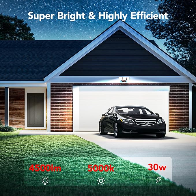 OREiN 4500LM/35W Flood Lights Outdoor, 180°/40FT Motion Sensor Outdoor Lights Dusk to Dawn Security Lights IP65 Waterproof 3 Modes for Outside 4500SQ.FT Front Door, Garage, Bronze (Hardwired)